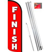 FINISH Windless-Style Feather Flag Bundle 14' OR Replacement Flag Only 11.5'