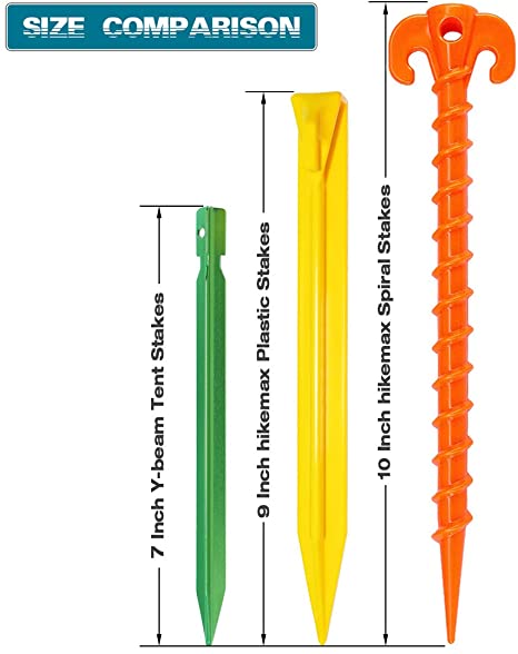 Hikemax Spiral Plastic Tent Stakes 15 Pack